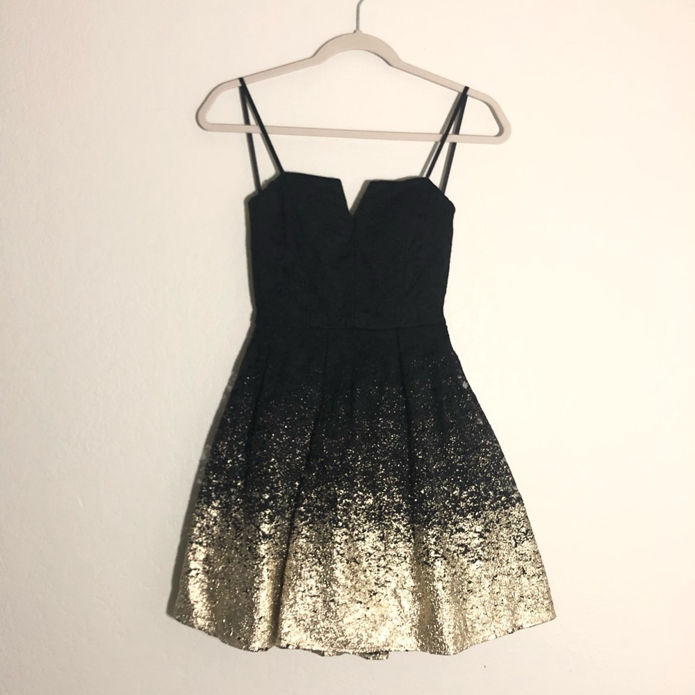 B. Darlin • Strapless Foil Lace Party Dress
